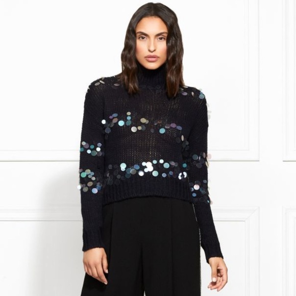 Rachel Zoe Navy Embellished Turtleneck 